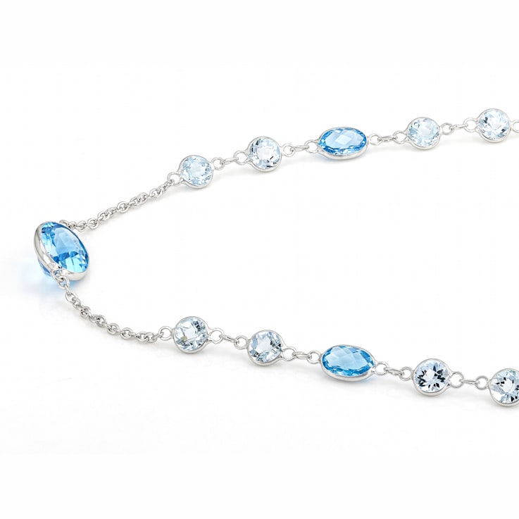 Swiss Blue Topaz 14k White Gold 18" Necklace 7.93ctw