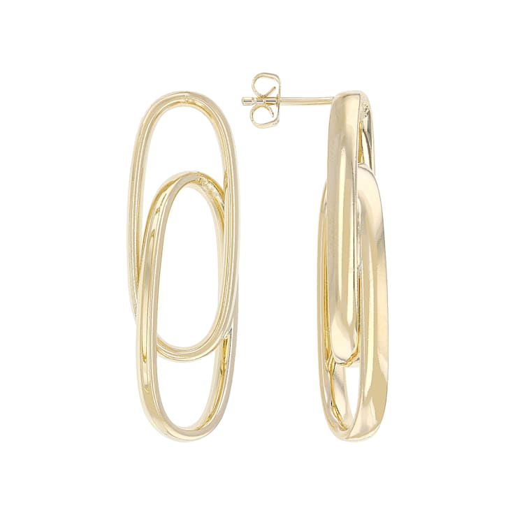 Paperclip Drop Earrings In 18K Gold Over Bronze