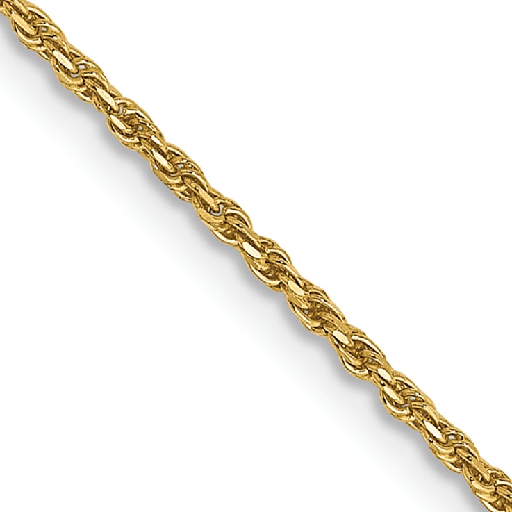 14k Yellow Gold 1.15mm Solid Diamond-Cut Rope 24 Inch Chain