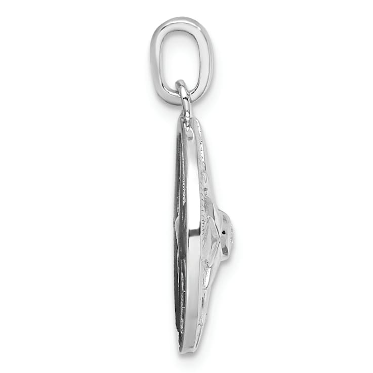 Rhodium Over Sterling Silver Cubic Zirconia Compass Pendant