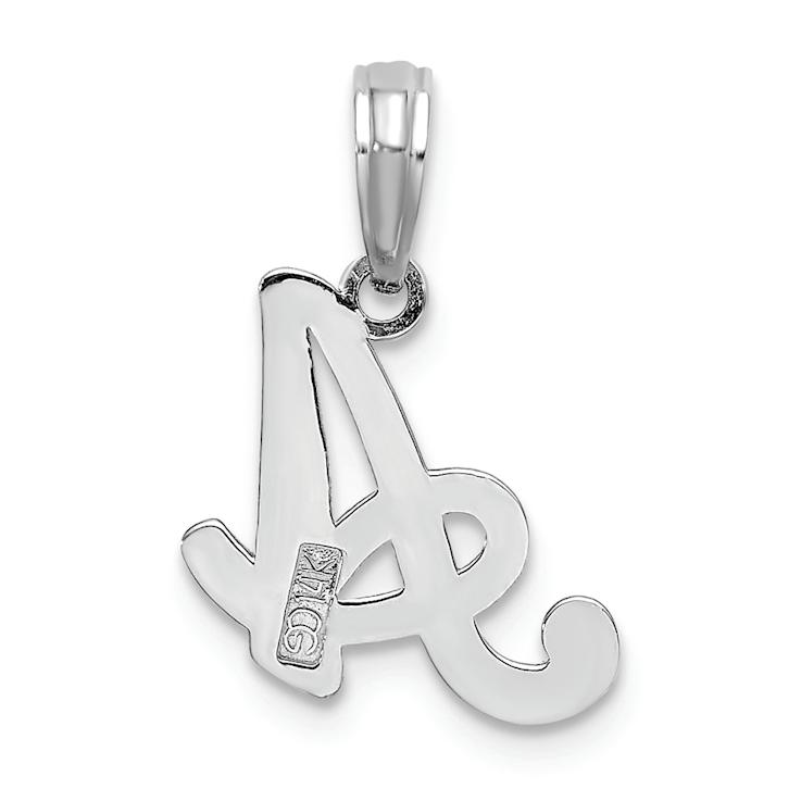 Rhodium Over 14k White Gold Polished Script Letter A Initial Pendant
