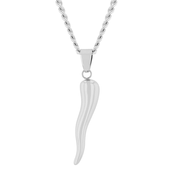Robert Alton Men's Cornicello Italian Horn Pendant With Chain In
Stainless Steel