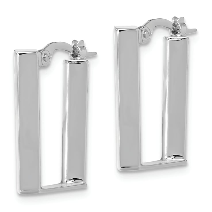 Rhodium Over 14k White Gold 13/16" Polished U Shape Hoop Earrings