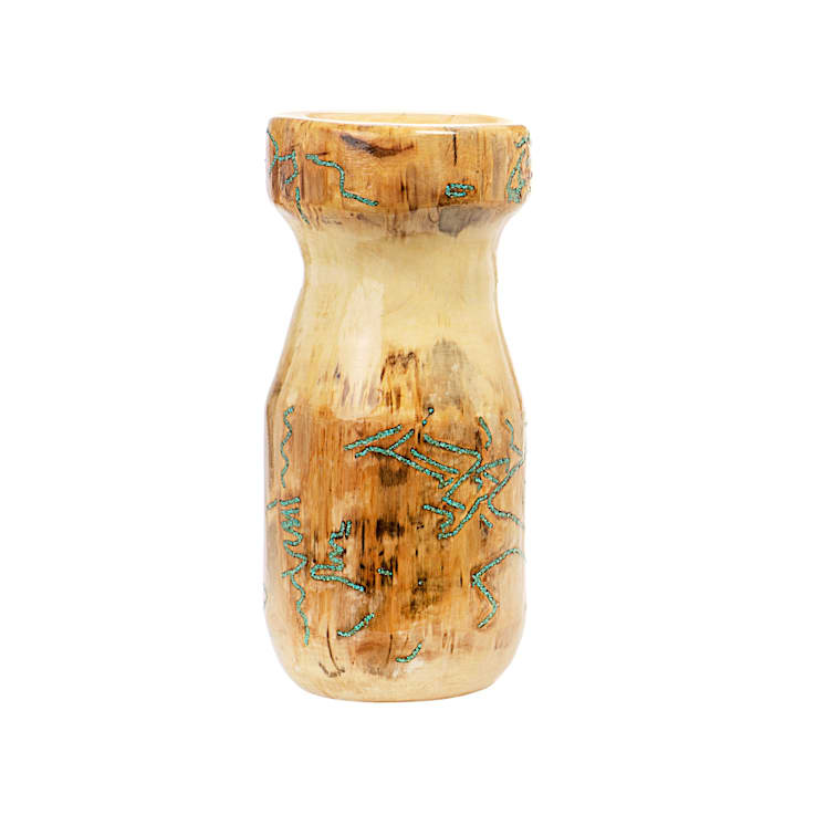 Aspen Wood Vase with Turquoise Inlay