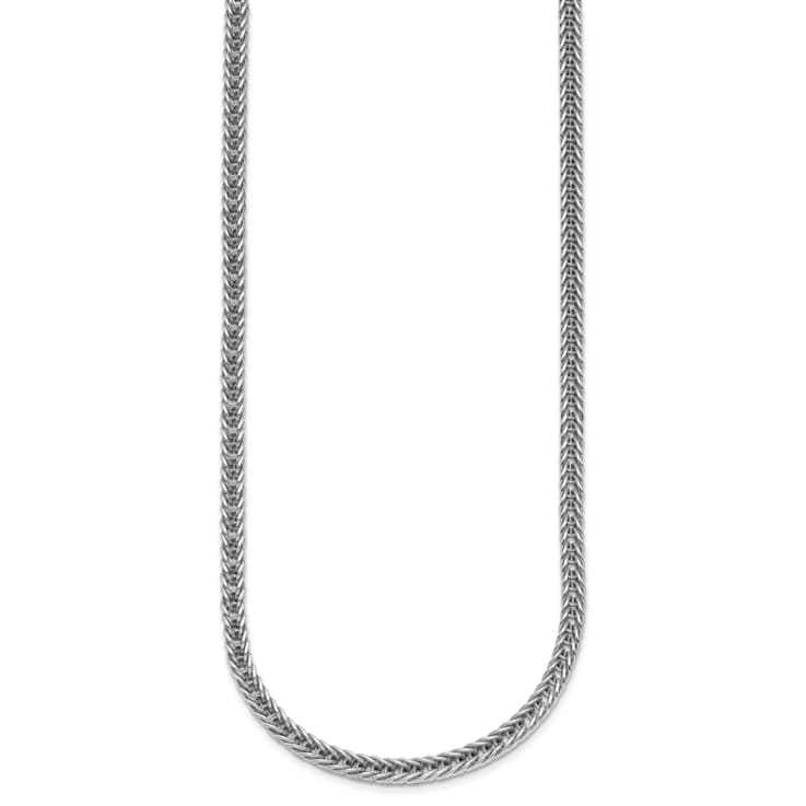 Rhodium Over Sterling Silver Polished 4.0mm Franco 16 Inch Chain