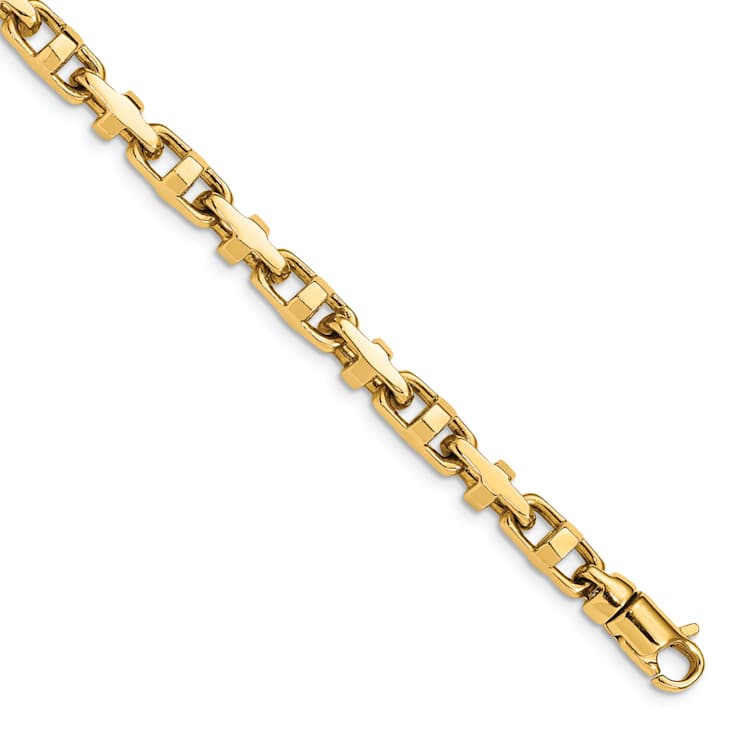 10k Yellow Gold 5mm Hand-polished Fancy Link Bracelet