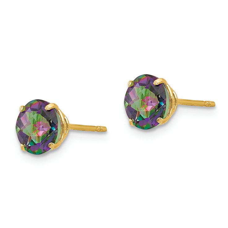 14k Yellow Gold 6mm Round Mystic Topaz Stud Earrings
