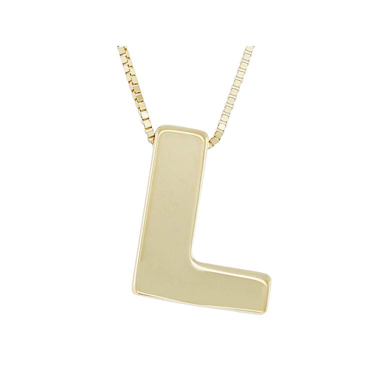 Block Letter L Initial Necklace In 10K Yellow Gold