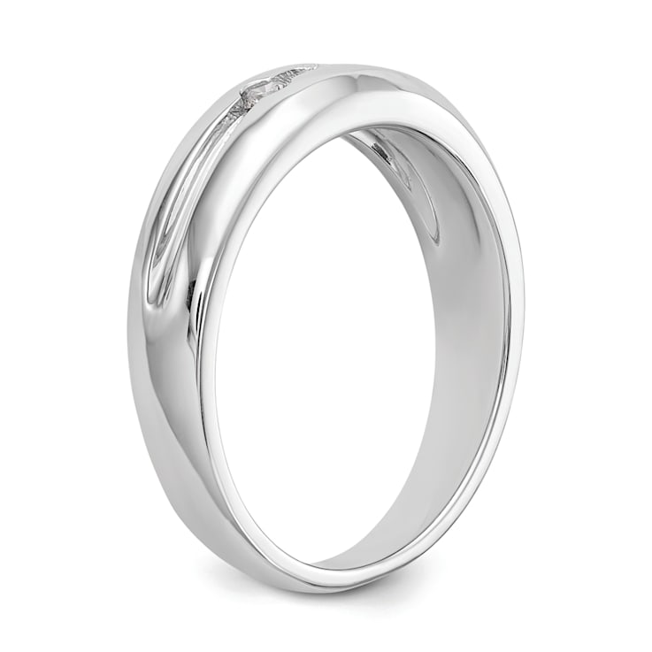 Rhodium Over 14K White Gold Lab Grown Diamond SI1/SI2, G H I, Men's Band