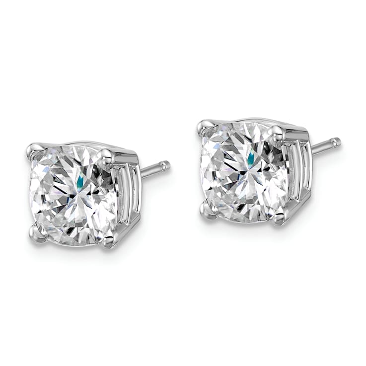 Rhodium Over 14K White Gold 4ct. 7.5mm Cushion G H I True Light
Moissanite Earrings