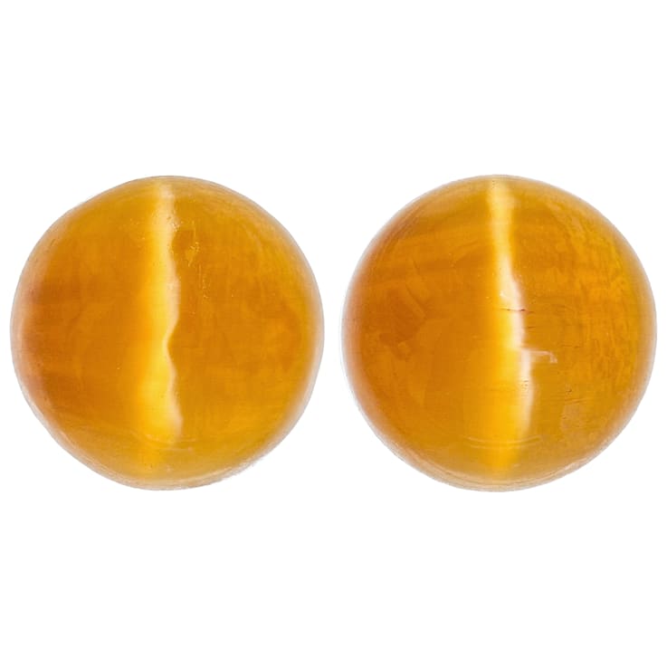 Fire Opal Cat's Eye 5mm Round Matched Pair 0.83ctw