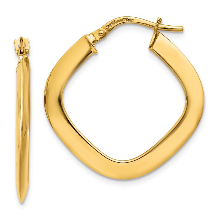 14k Yellow Gold 7/8" Tapered Square Hoop Earrings