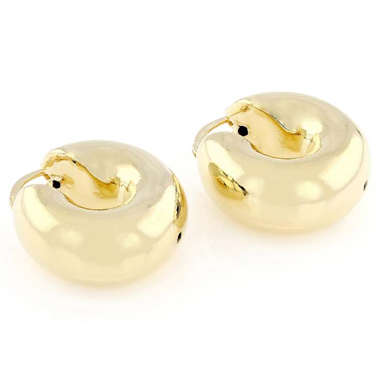 Chunky Tube Hoop Earrings In 18K Gold Over Bronze