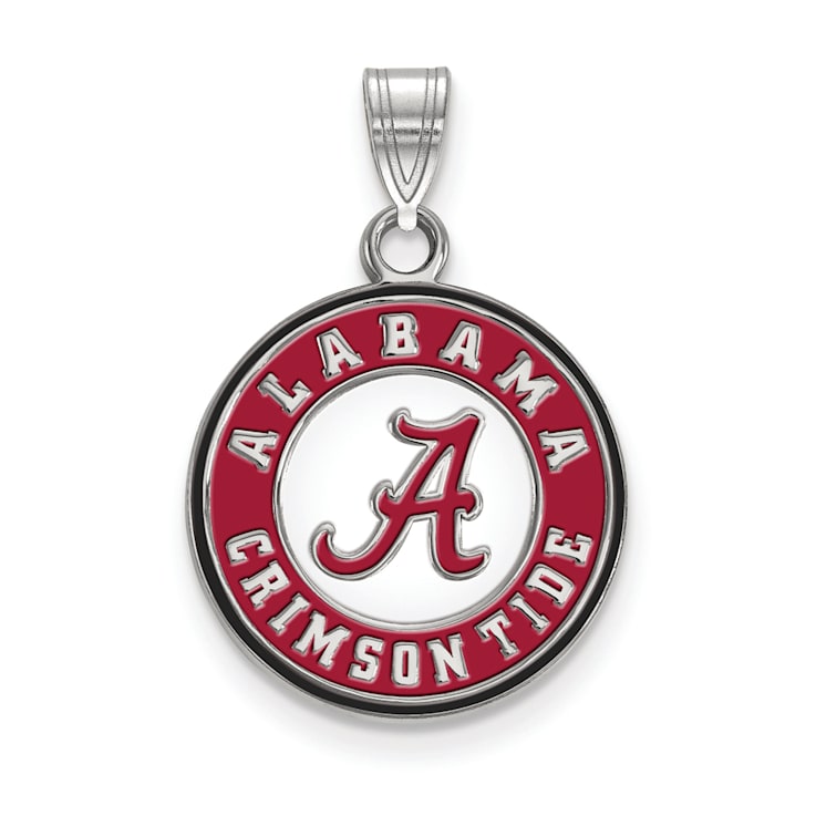 Rhodium Over Sterling Silver LogoArt University of Alabama Medium Enamel
Disc Pendant