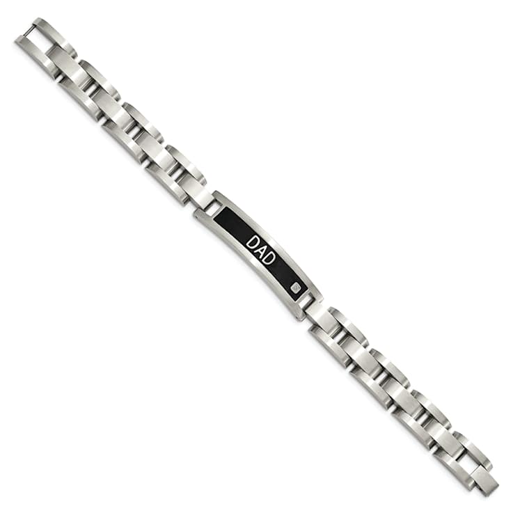 Stainless Steel Black Ion Plated DAD 8.75-inch Bracelet and 24-inch
Necklace Set