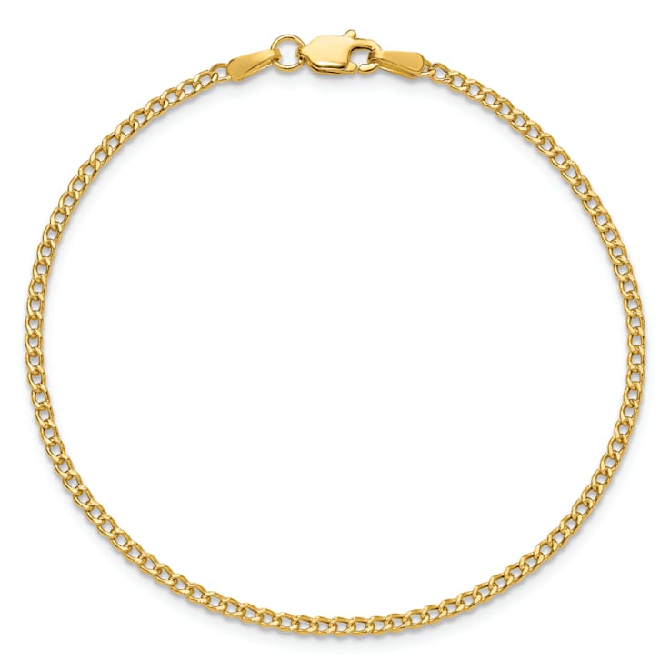 14k Yellow Gold 1.85mm Curb Link Bracelet, 7 Inches