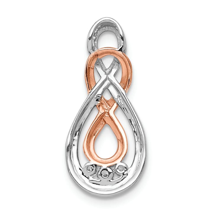 14K Two-tone Diamond Double Infinity Chain Slide Pendant