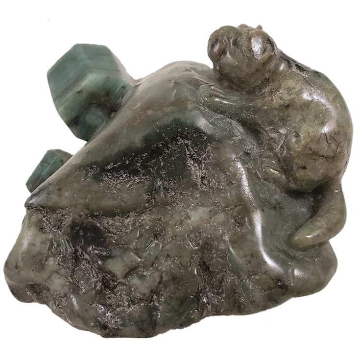 Brazilian Emerald Cat Carving 7.6x6.5cm