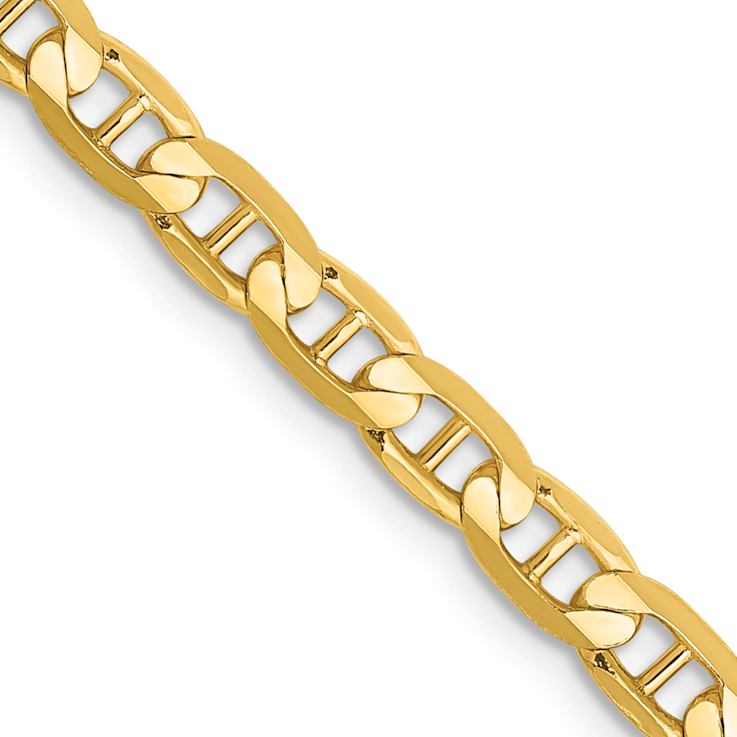 14k Yellow Gold 3.75mm Solid Concave Mariner 26 Inch Chain