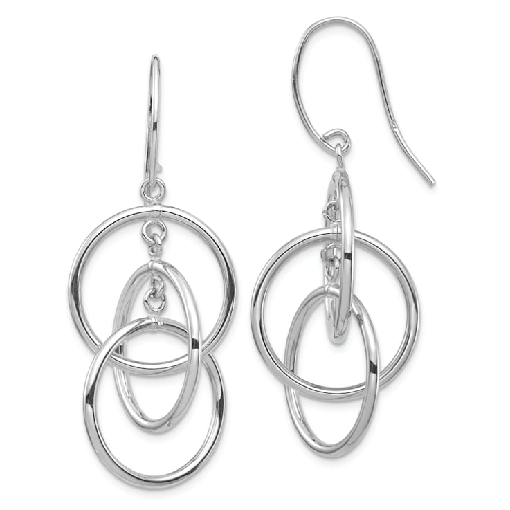 Rhodium Over 14k White Gold Polished Circles Dangle Earrings