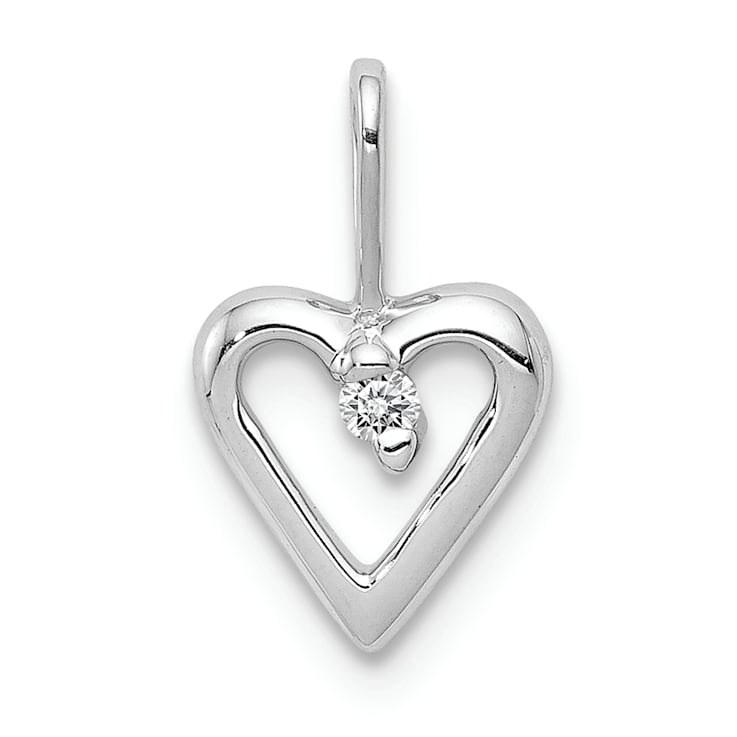 Rhodium Over 14k White Gold Diamond Heart Pendant