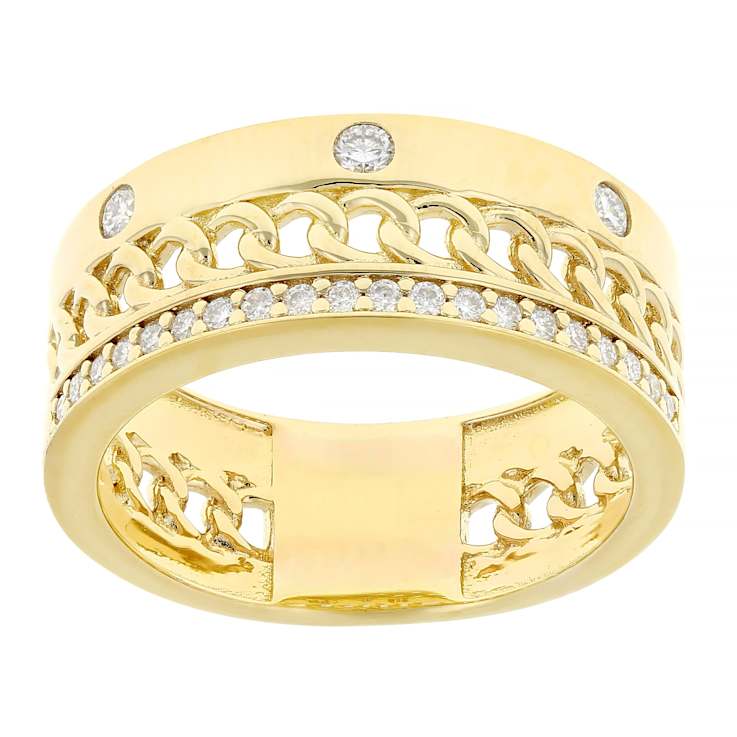 Trendy Moissanite Band Ring In 14K Gold Over Sterling Silver