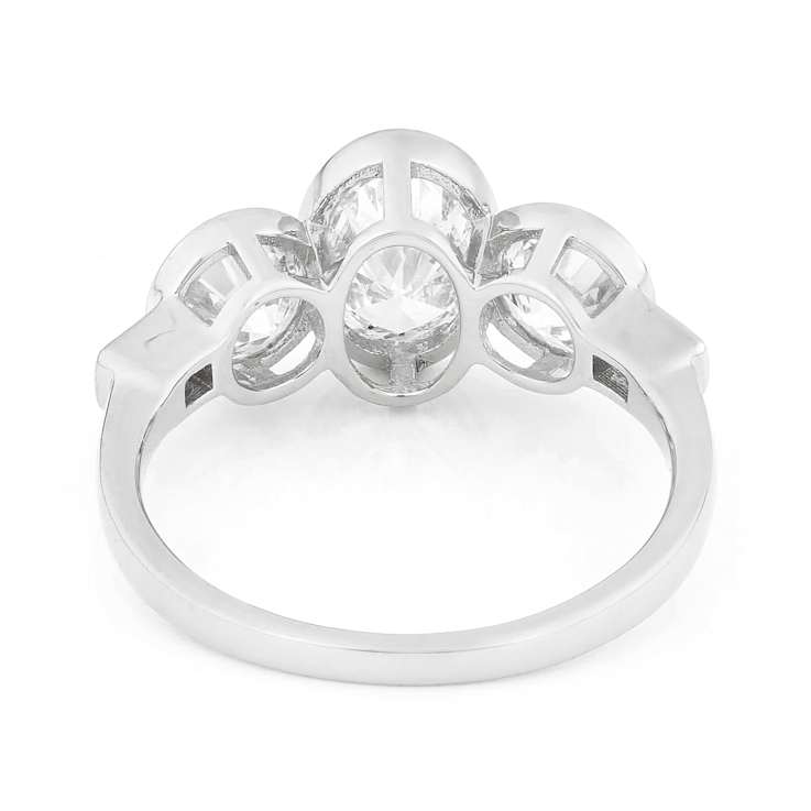 Lab-Grown Diamond Bezel Set Three-Stone Ring In 14K White Gold