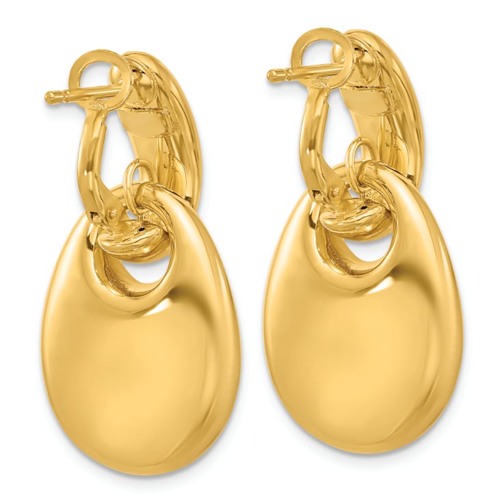 14K Yellow Gold Fancy Dangle Leverback Earrings