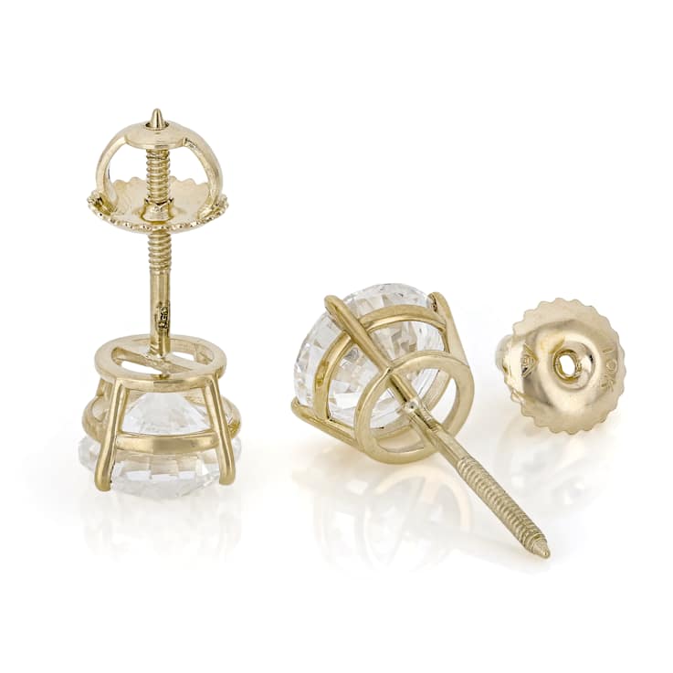 Lab-Grown Diamond Solitaire Stud Earrings 3.00ctw In 10K Yellow Gold