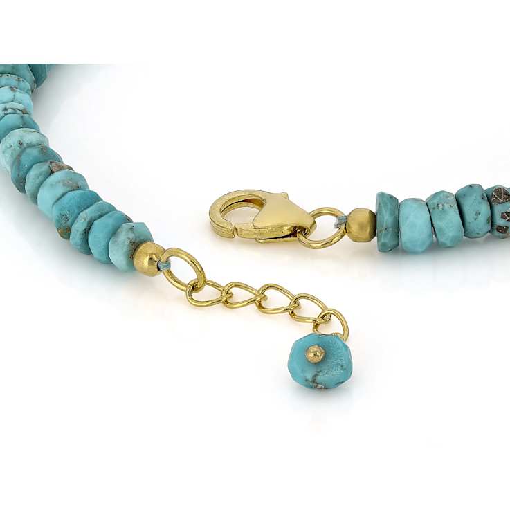 Opal And Turquoise Rondelle Beaded Bracelet In 18K Gold Over Sterling Silver