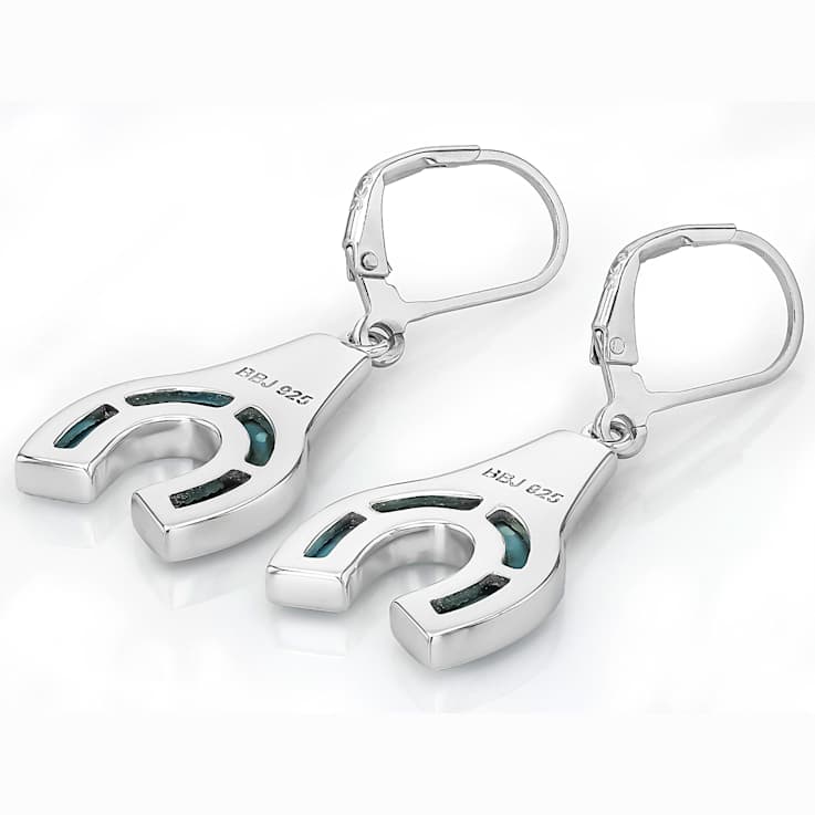 Turquoise Horseshoe Inlay Sterling Silver Earrings