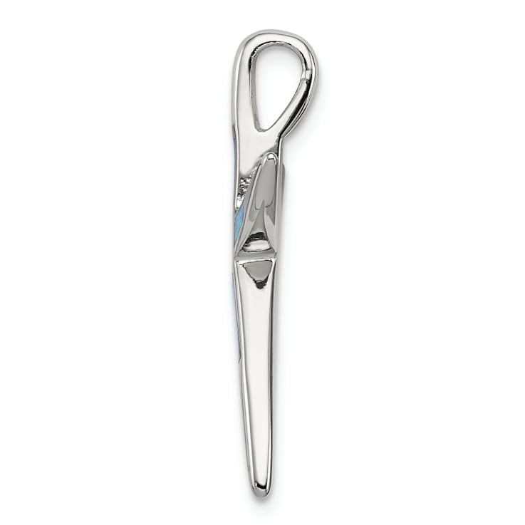 Rhodium Over Sterling Silver Lab Created Blue Opal Inlay Flat Starfish
Slide Pendant