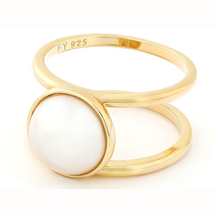Mabe Pearl Solitaire Ring In 18K Gold Over Sterling Silver
