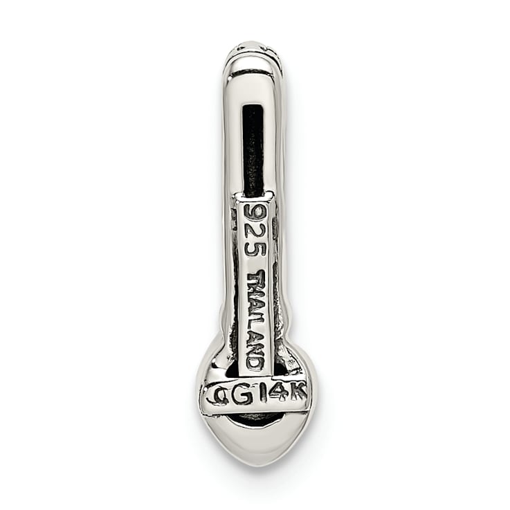 Rhodium Over Sterling Silver Antiqued with 14k Accent Rhodolite Garnet
Chain Slide Pendant