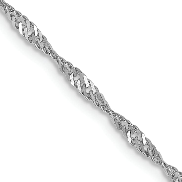 14K White Gold 1.7mm Singapore Chain Bracelet