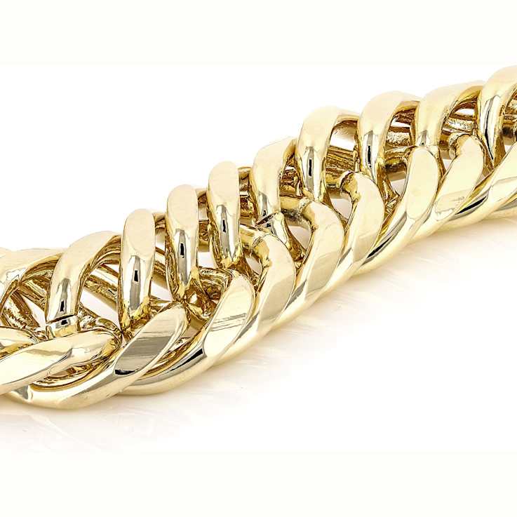 Woven Curb Link Bracelet In 18K Gold Over Bronze
