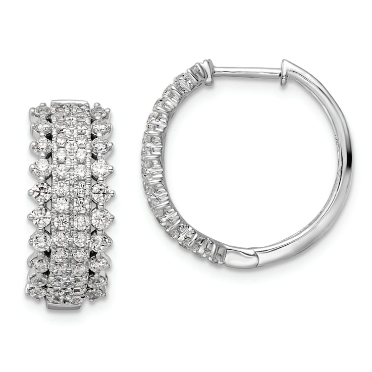 Rhodium Over 14K White Gold Lab Grown Diamond SI1/SI2, G H I, Hinged
Hoop Earrings
