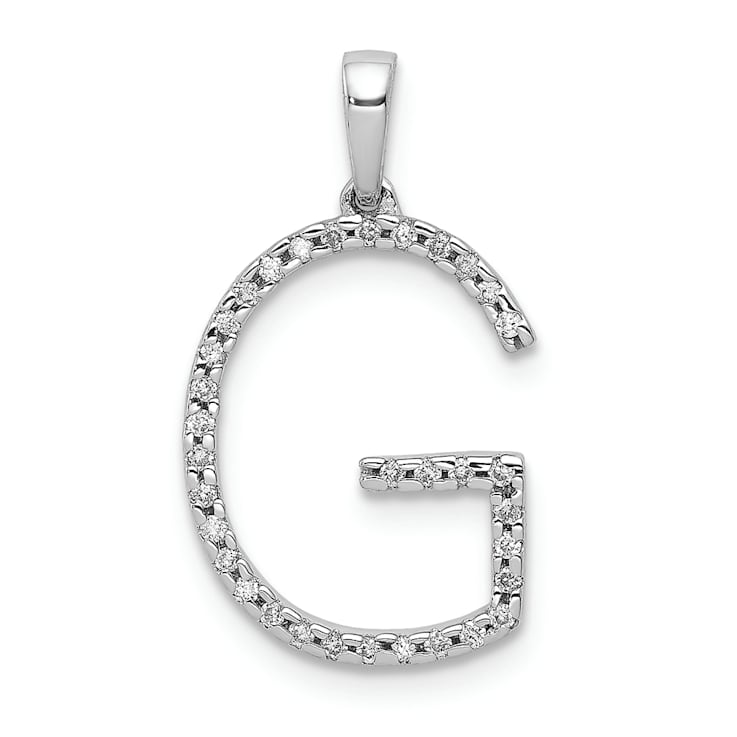 Rhodium Over 14K White Gold Diamond Letter G Initial Pendant