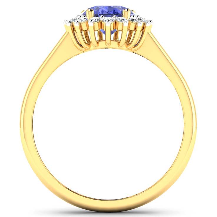 1.63ctw Violet Tanzanite and Diamond 14K Yellow Gold Halo Ring