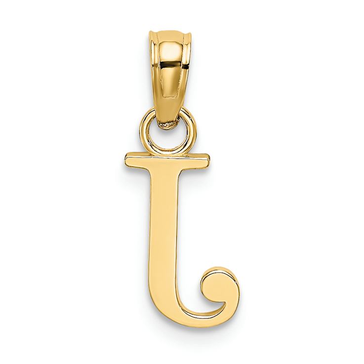 14k Yellow Gold Polished Block Letter J Initial Pendant