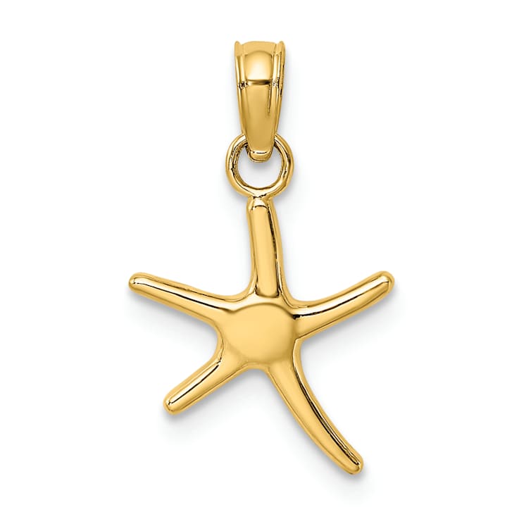 10K Yellow Gold Polished Mini Dancing Starfish with Bail Charm
