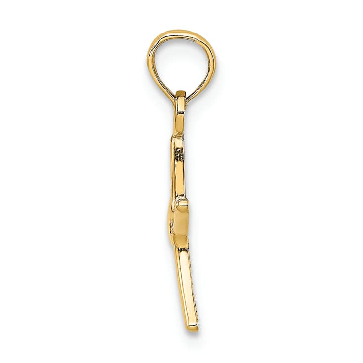 10K Yellow Gold Polished Mini Dancing Starfish with Bail Charm