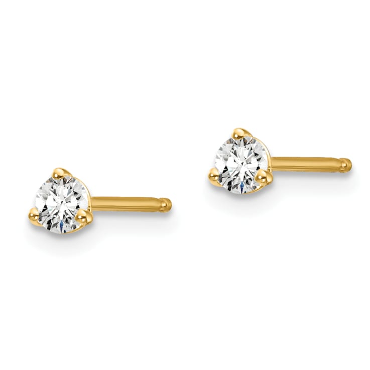 White Lab-Grown Diamond 14K Yellow Gold G-H SI Martini Solitaire Stud
Earrings 0.10ctw