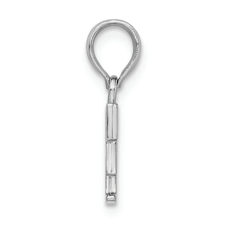 Sterling Silver Polished Block Initial -F- Pendant