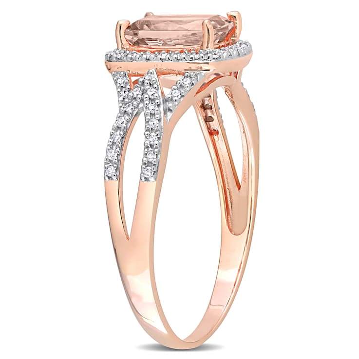 Morganite and Diamond 10K Rose Gold Ring 1.51ctw