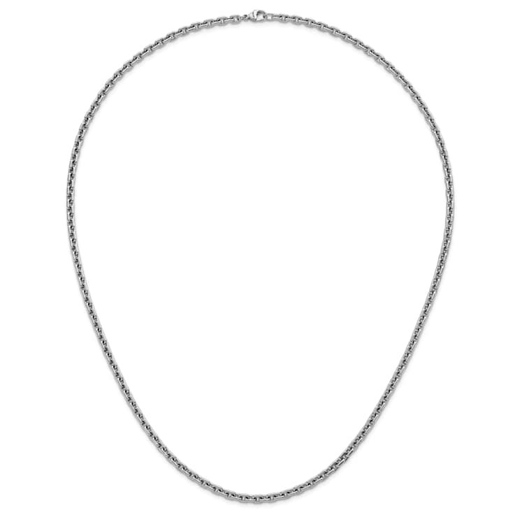 Rhodium Over Sterling Silver 4.0mm Cable 24 Inch Chain