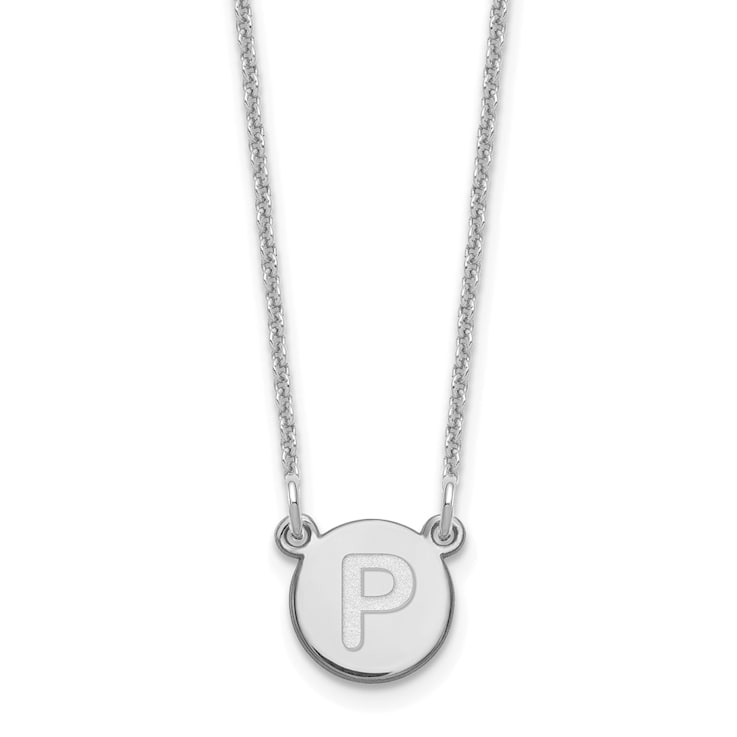 Rhodium Over 14k White Gold Tiny Circle Block Letter P Initial Pendant
Cable Link 18 Inch Necklace