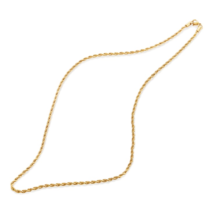 Invicta Men's Yellow Rope Chain Necklace 3mm In Stainless Steel 24 Inch