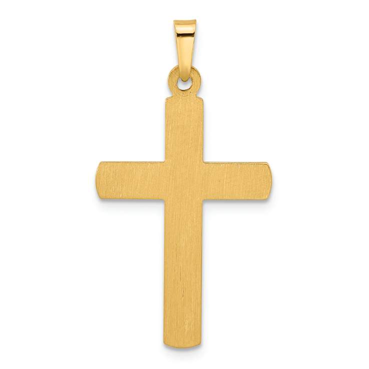 14k Two-tone Gold Textured and Polished Latin Cross Pendant