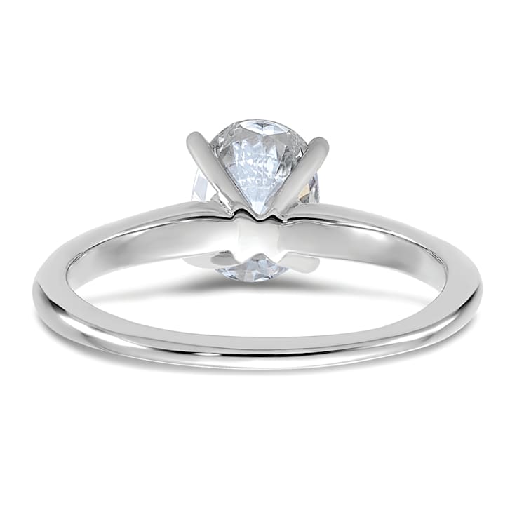 Rhodium Over 14K White Gold 1 1/2 ct. G H I True Light Oval Moissanite
Solitaire Ring